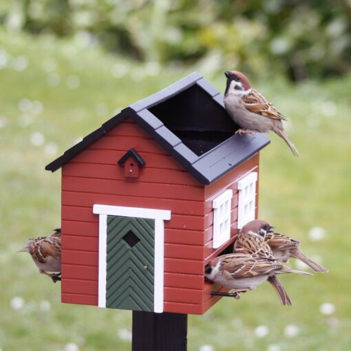 Fågelmatare med bad - Voederhuisje met bad, rood - Afbeelding 2