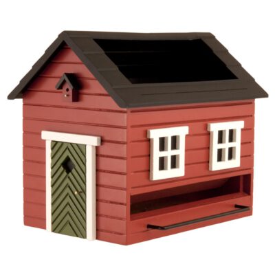 Fågelmatare med bad - Voederhuisje met bad, rood